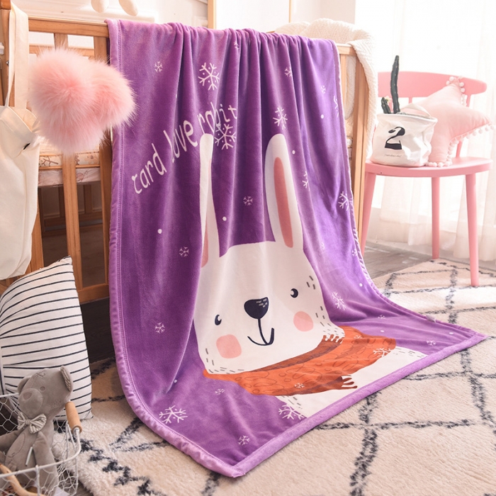 91家纺网 家纺一手货源 找家纺 茗婷家纺 2025双层定位儿童毯 长耳白兔