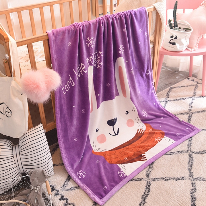 91家纺网 家纺一手货源 找家纺 茗婷家纺 2025双层定位儿童毯 长耳白兔