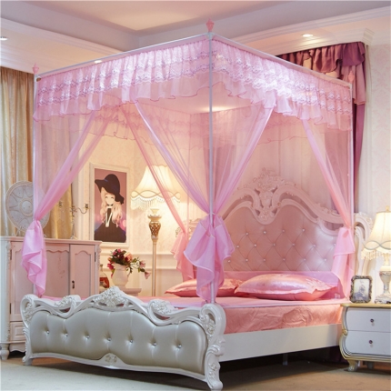 91家纺网 家纺一手货源 找家纺 海虹蚊帐 8812款外穿杆蚊帐坐床蚊帐全底蚊帐  粉红色