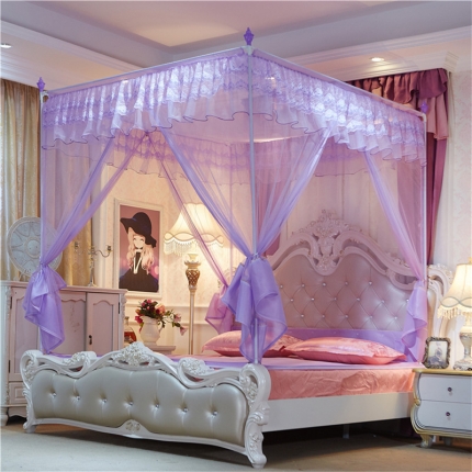 91家纺网 家纺一手货源 找家纺 海虹蚊帐 8812款外穿杆蚊帐坐床式蚊帐全底蚊帐 紫色