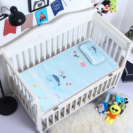 91家纺网 家纺一手货源 找家纺 八零年代 儿童凉席两件套 鲸鱼—蓝