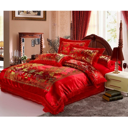 （总）欣喜来家纺 婚庆四件套  绸缎织锦缎全棉四件套