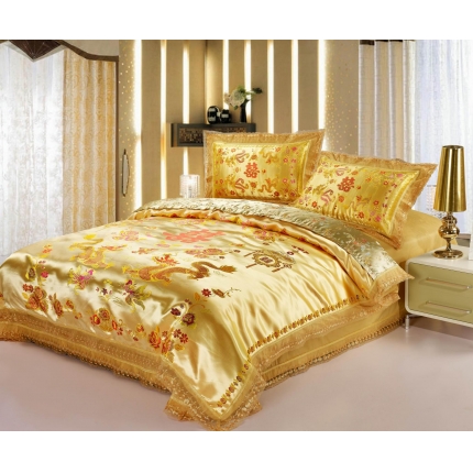 91家纺网 家纺一手货源 找家纺 （总）欣喜来家纺 婚庆四件套  绸缎织锦缎全棉四件套