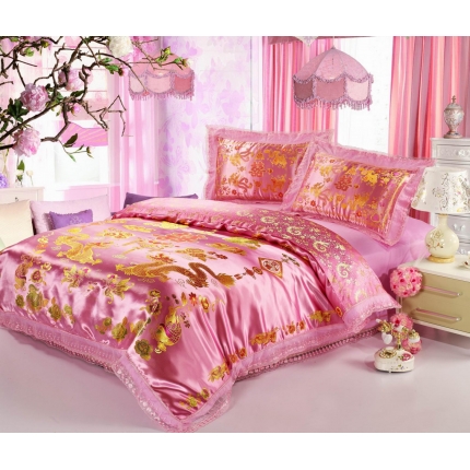 91家纺网 家纺一手货源 找家纺 （总）欣喜来家纺 婚庆四件套  绸缎织锦缎全棉四件套