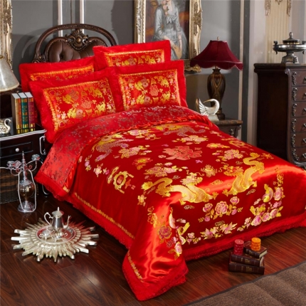 91家纺网 家纺一手货源 找家纺 （总）欣喜来家纺 婚庆四件套  绸缎织锦缎全棉四件套