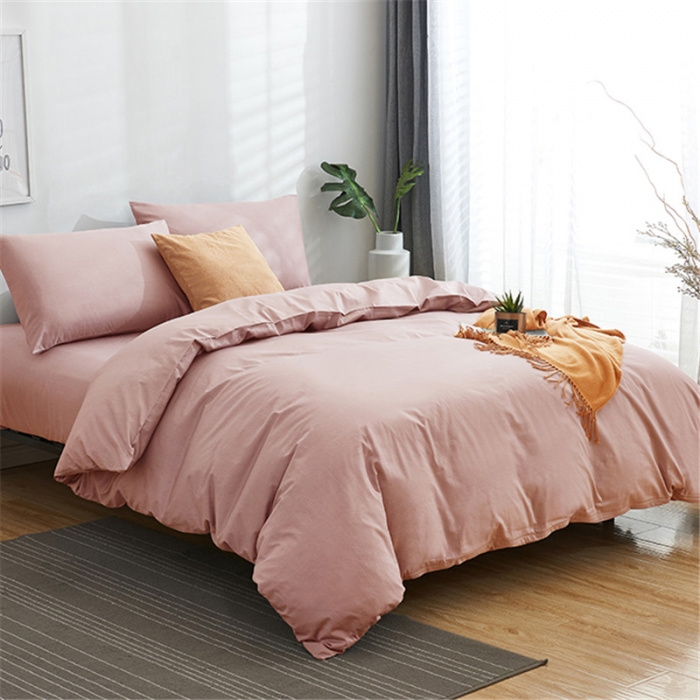 91家纺网 家纺一手货源 找家纺 欣喜来 2026新款40s简约全棉四件套床单款 豆沙