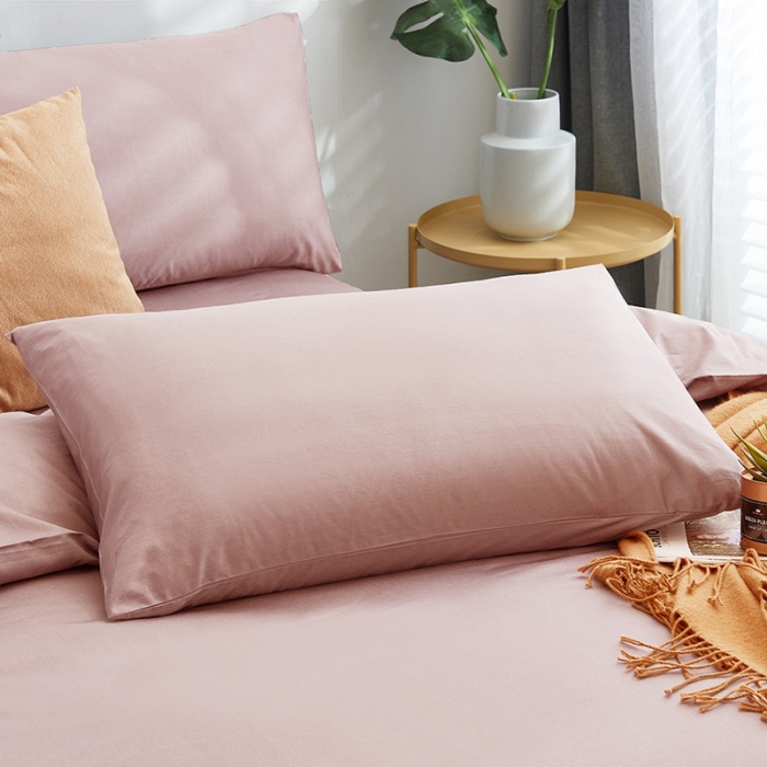 91家纺网 家纺一手货源 找家纺 欣喜来 2026新款40s简约全棉四件套床单款 豆沙