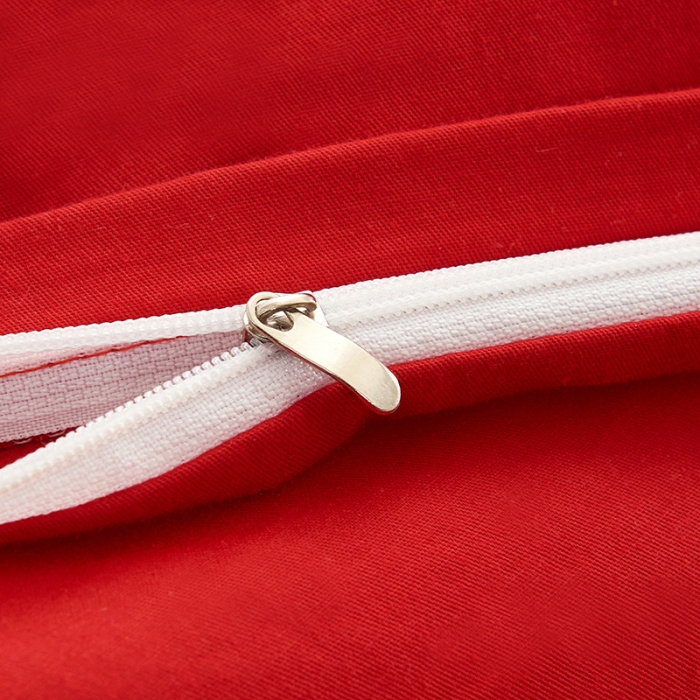 91家纺网 家纺一手货源 找家纺 欣喜来 2022新款40s简约全棉四件套床单款 大红