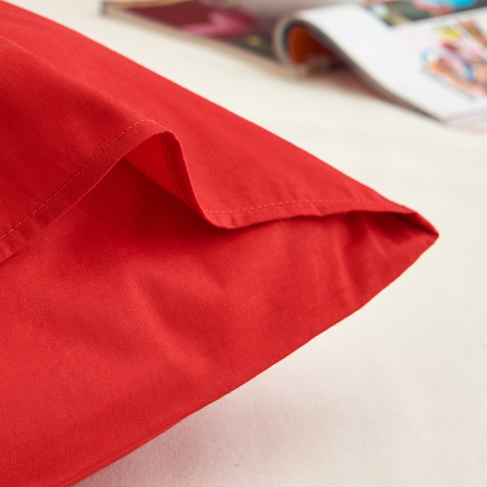 91家纺网 家纺一手货源 找家纺 欣喜来 2022新款40s简约全棉四件套床单款 大红