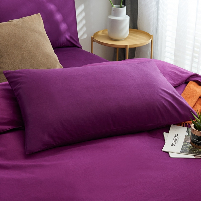 91家纺网 家纺一手货源 找家纺 欣喜来 2022新款40s简约全棉四件套床单款 冷紫