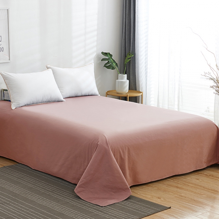 91家纺网 家纺一手货源 找家纺 欣喜来 2026新款40s简约全棉纯色单品床单 豆沙