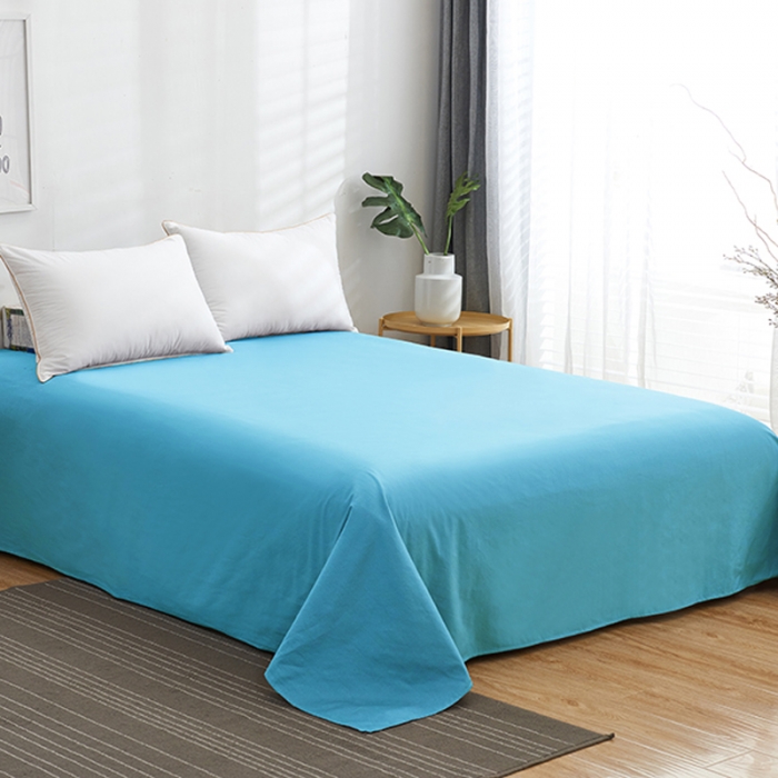 91家纺网 家纺一手货源 找家纺 欣喜来 2019新款40s简约全棉纯色单品床单 湖蓝