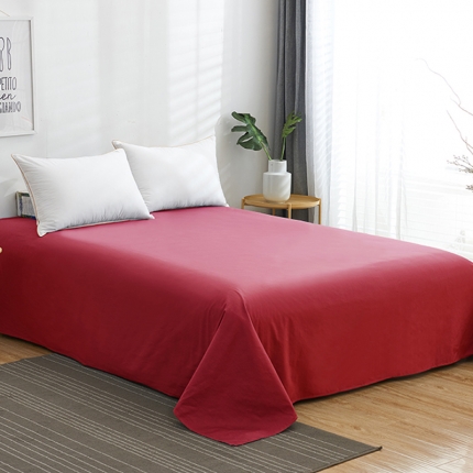 91家纺网 家纺一手货源 找家纺 欣喜来 2019新款40s简约全棉纯色单品床单 酒红