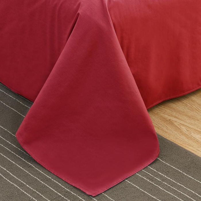 91家纺网 家纺一手货源 找家纺 欣喜来 2019新款40s简约全棉纯色单品床单 酒红