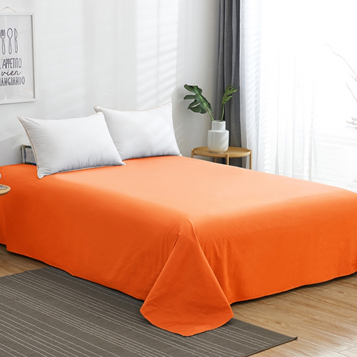 91家纺网 家纺一手货源 找家纺 欣喜来 2019新款40s简约全棉纯色单品床单 桔黄