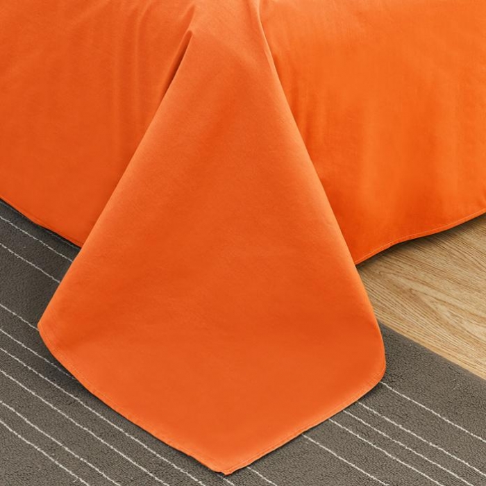 91家纺网 家纺一手货源 找家纺 欣喜来 2019新款40s简约全棉纯色单品床单 桔黄