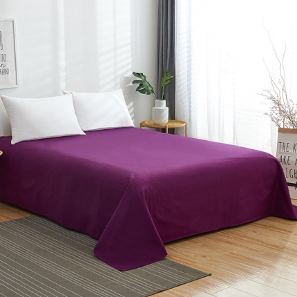 欣喜来 2019新款40s简约全棉纯色单品床单 冷紫