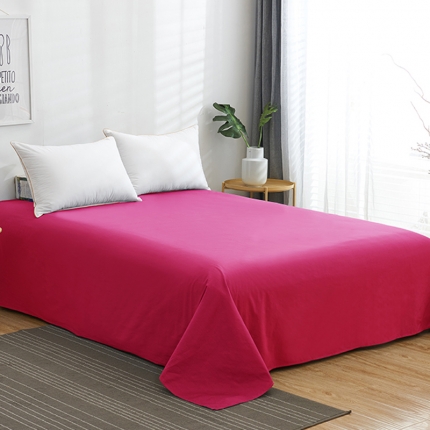 91家纺网 家纺一手货源 找家纺 欣喜来 2026新款40s简约全棉纯色单品床单 玫红