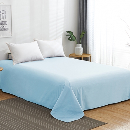 91家纺网 家纺一手货源 找家纺 欣喜来 2019新款40s简约全棉纯色单品床单 天蓝