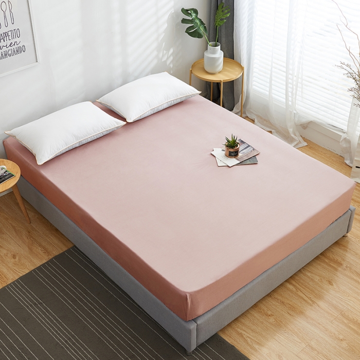 91家纺网 家纺一手货源 找家纺 欣喜来 40s简约全棉纯色单品床笠（预留缩水） 豆沙