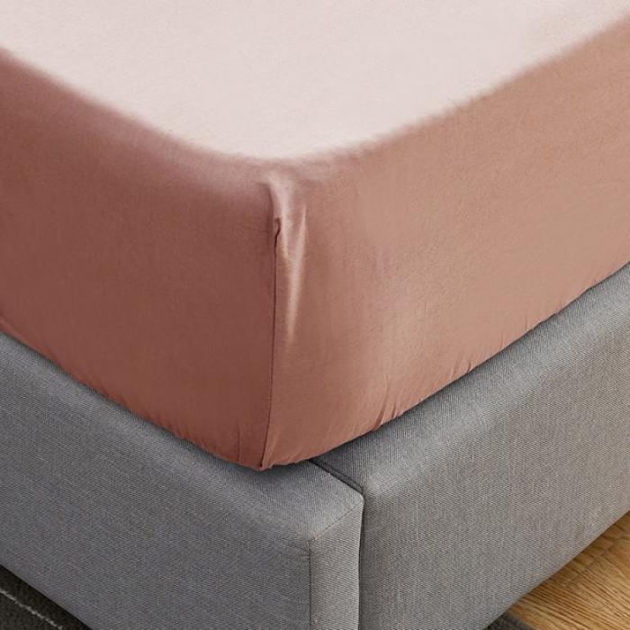 91家纺网 家纺一手货源 找家纺 欣喜来 40s简约全棉纯色单品床笠（预留缩水） 豆沙