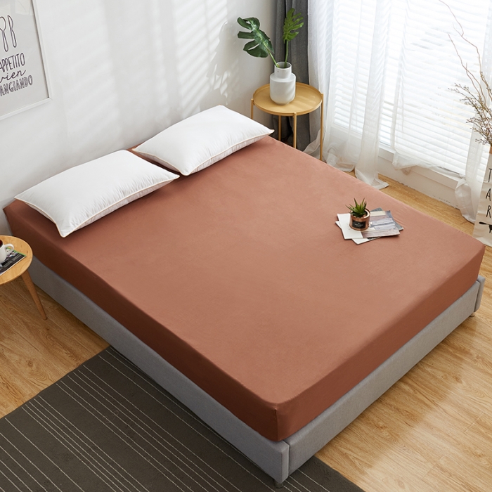 91家纺网 家纺一手货源 找家纺 欣喜来 40s简约全棉纯色单品床笠（预留缩水） 咖色