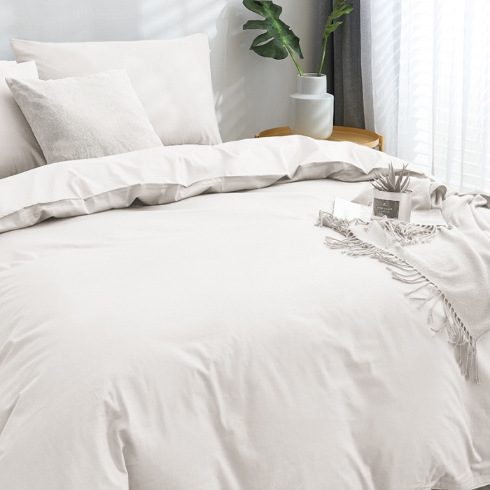 91家纺网 家纺一手货源 找家纺 欣喜来 2019新款40s简约全棉纯色单品被套 白色