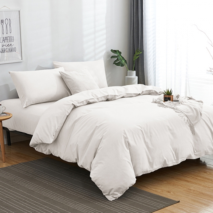 91家纺网 家纺一手货源 找家纺 欣喜来 2019新款40s简约全棉纯色单品被套 白色