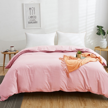 91家纺网 家纺一手货源 找家纺 欣喜来 2019新款40s简约全棉纯色单品被套 粉色