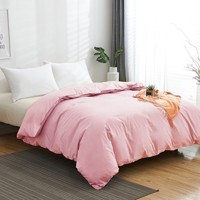 91家纺网 家纺一手货源 找家纺 欣喜来 2019新款40s简约全棉纯色单品被套 粉色