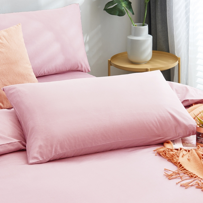 91家纺网 家纺一手货源 找家纺 欣喜来 2019新款40s简约全棉纯色单品被套 粉色