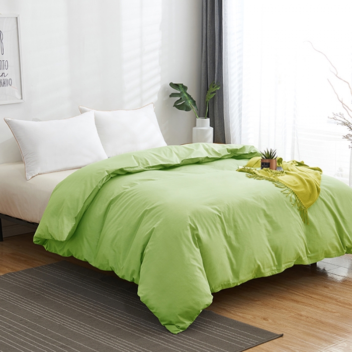 91家纺网 家纺一手货源 找家纺 欣喜来 2019新款40s简约全棉纯色单品被套 果绿