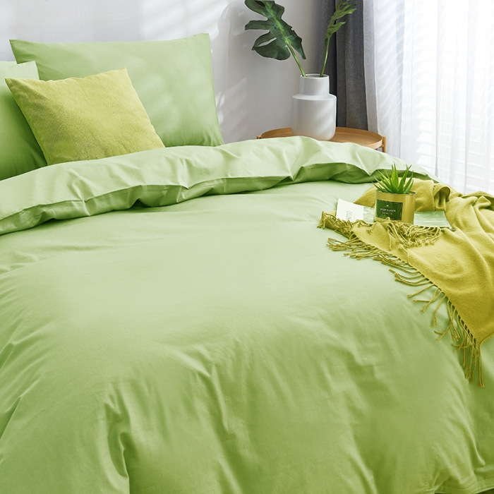 91家纺网 家纺一手货源 找家纺 欣喜来 2019新款40s简约全棉纯色单品被套 果绿