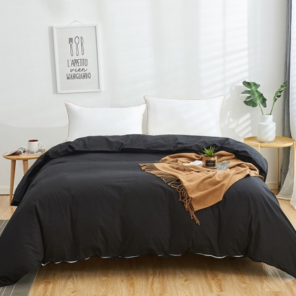 91家纺网 家纺一手货源 找家纺 欣喜来 2026新款40s简约全棉纯色单品被套 黑色