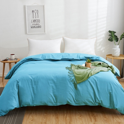 91家纺网 家纺一手货源 找家纺 欣喜来 2019新款40s简约全棉纯色单品被套 湖蓝