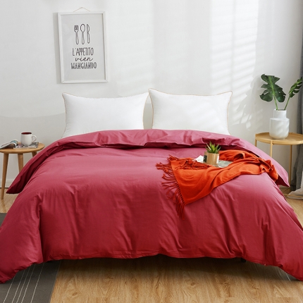 91家纺网 家纺一手货源 找家纺 欣喜来 2019新款40s简约全棉纯色单品被套 酒红