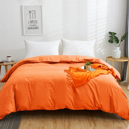 91家纺网 家纺一手货源 找家纺 欣喜来 2019新款40s简约全棉纯色单品被套 桔黄