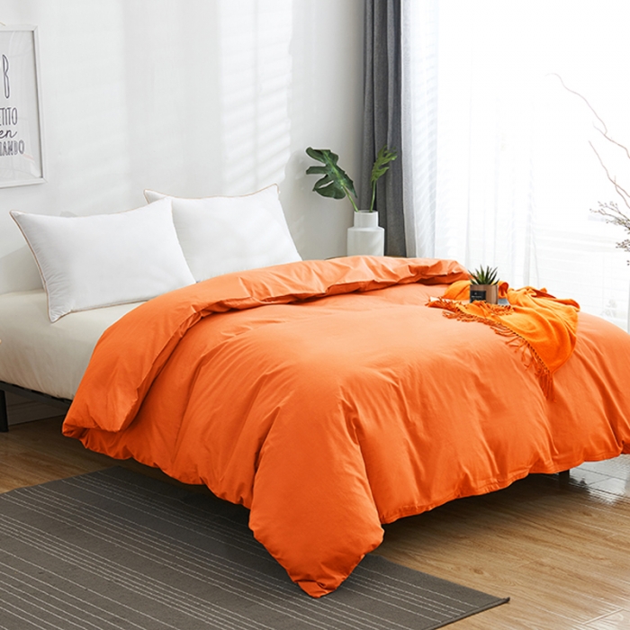 91家纺网 家纺一手货源 找家纺 欣喜来 2019新款40s简约全棉纯色单品被套 桔黄