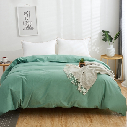 91家纺网 家纺一手货源 找家纺 欣喜来 2019新款40s简约全棉纯色单品被套 玛瑙绿