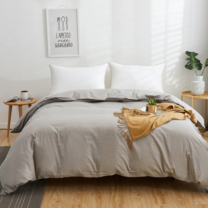 91家纺网 家纺一手货源 找家纺 欣喜来 2026新款40s简约全棉纯色单品被套 银灰