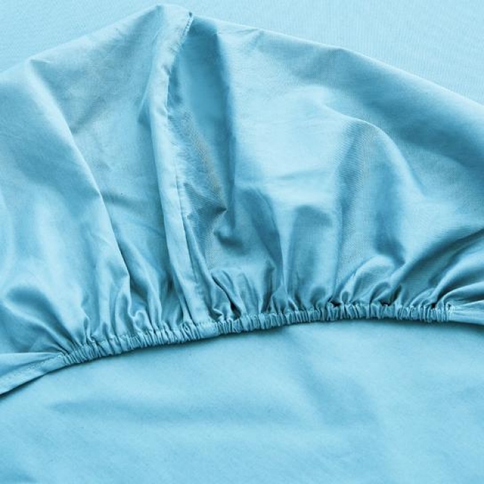 91家纺网 家纺一手货源 找家纺 欣喜来 40s简约全棉纯色单品床笠（预留缩水） 湖蓝