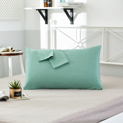 91家纺网 家纺一手货源 找家纺 欣喜来 2022新款40s简约全棉纯色单品枕套一对 玛瑙绿