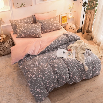 91家纺网 家纺一手货源 找家纺 （总）金奇达 2019新款功能型A棉B绒保暖四件套