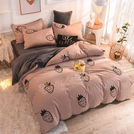 91家纺网 家纺一手货源 找家纺 （总）金奇达 2019新款功能型A棉B绒保暖四件套