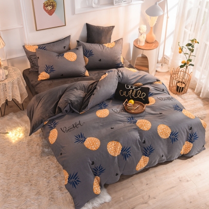 91家纺网 家纺一手货源 找家纺 （总）金奇达 2019新款功能型A棉B绒保暖四件套