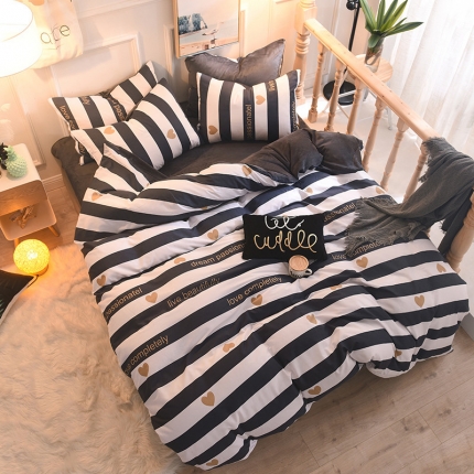 91家纺网 家纺一手货源 找家纺 金奇达 2019新款功能型A棉B绒保暖四件套 小绅士