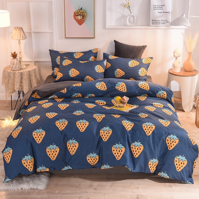 91家纺网 家纺一手货源 找家纺 金奇达 2019新款功能型A棉B绒保暖四件套 萝莉-兰