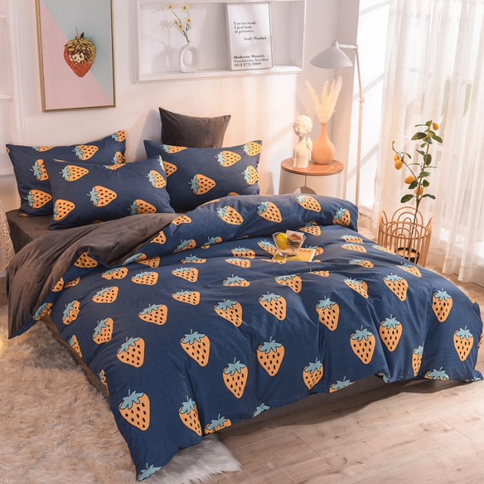 91家纺网 家纺一手货源 找家纺 金奇达 2019新款功能型A棉B绒保暖四件套 萝莉-兰