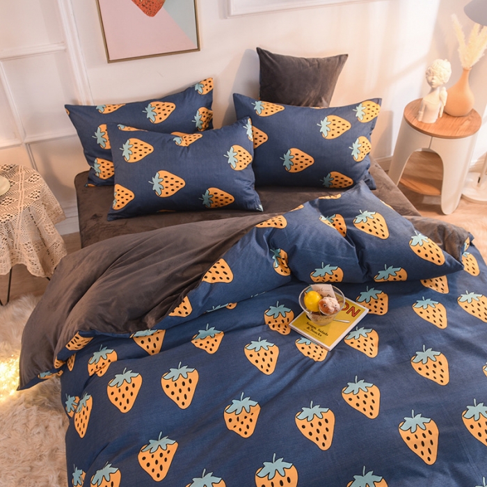 91家纺网 家纺一手货源 找家纺 金奇达 2019新款功能型A棉B绒保暖四件套 萝莉-兰