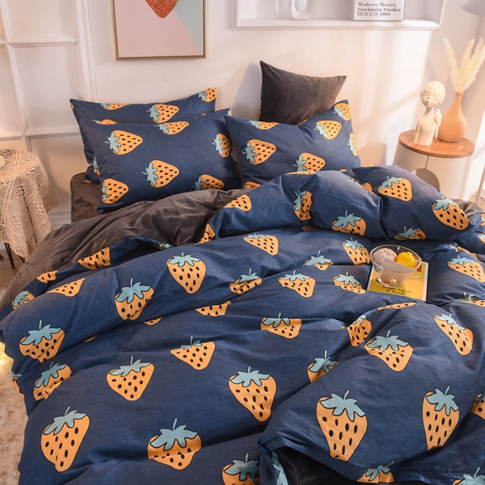 91家纺网 家纺一手货源 找家纺 金奇达 2019新款功能型A棉B绒保暖四件套 萝莉-兰